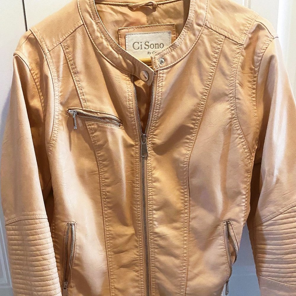 Blush Pink Faux Leather Bomber Jacket